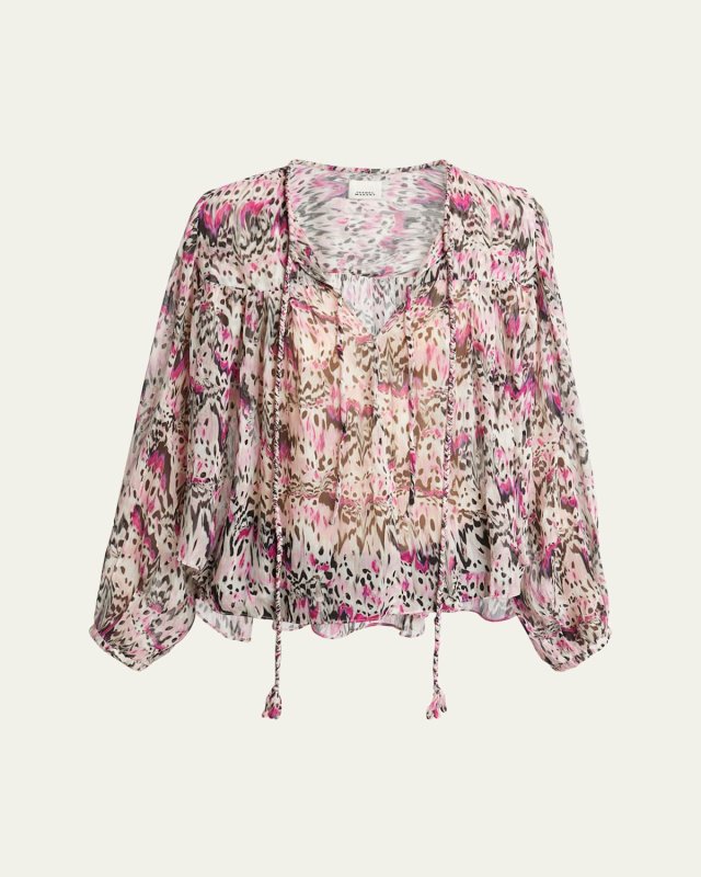 Ametissa Printed Drawcord Silk Top